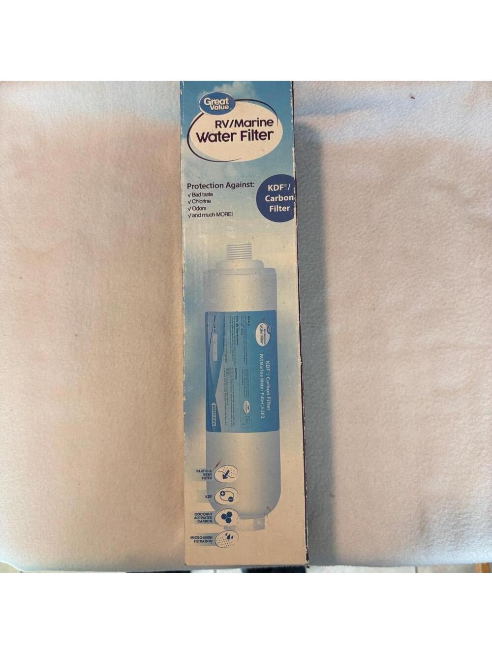 Great Value RV Marine Water Filter F202 KDF Carbon Inline Gardening Boat